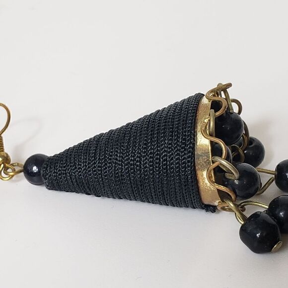 Vintage French Hook Cone-style Beaded Earrings - Picture 6 of 6